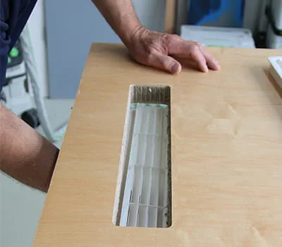 Intaglio finito per griglia di ventilazione