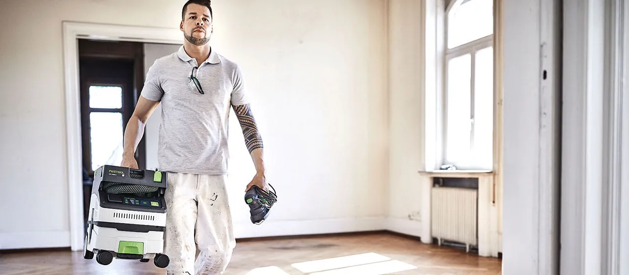 L'unità mobile d'aspirazione Festool in uso in cantiere